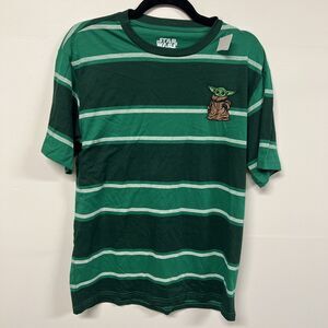 Star Wars Grogu Embroidered Striped Tee Men’s Size S The Child Disney Graphic